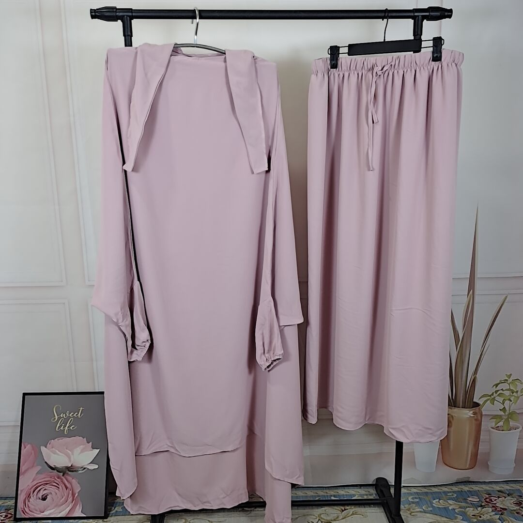 Jilbab for Women 2 Piece Set Muslim Prayer Garment Hijab Dress