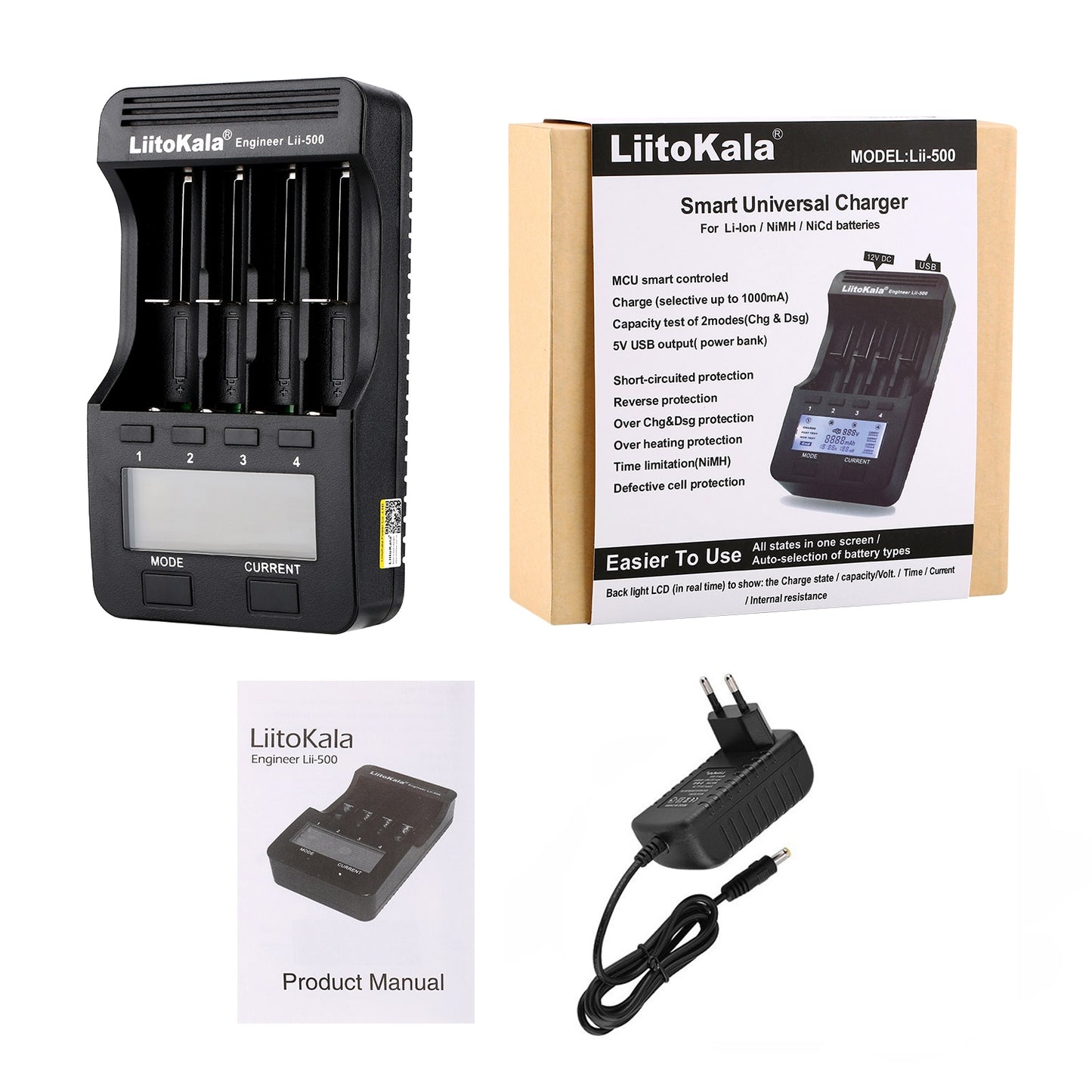Battery Charger with screen+12V2A adapter lii500 5V1A