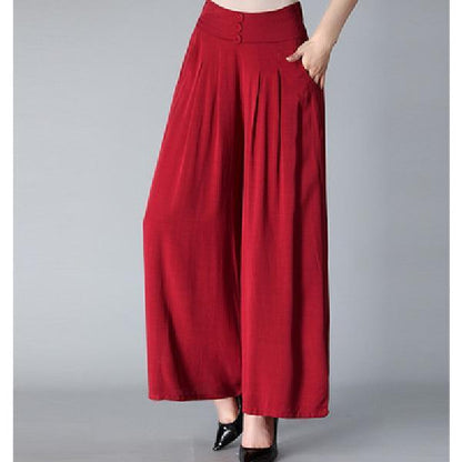 Women's Casual All-match Solid Color Thin Cropped Wide Leg Pants