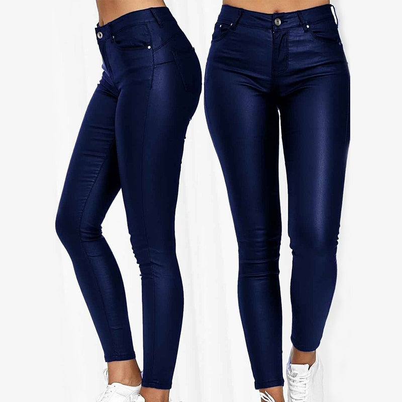 Solid Casual Sexy Stretch Bodycon Trousers
