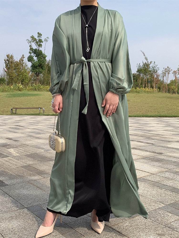 Fashion Muslim Dress Smooth Silky Elegant Pure Color
