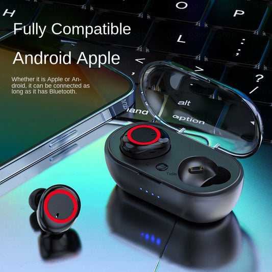 Wireless Headset 5.0 With Charging Bin Power Display Touch Control
