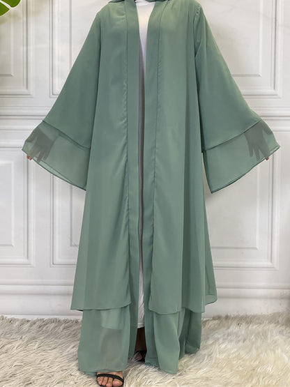 Chiffon Open Abaya Muslim For Women Kimono Modest Robe