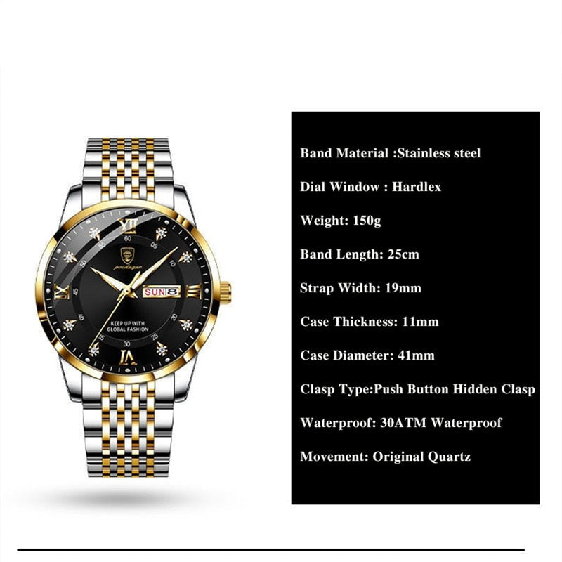 Wristwatch Big Dial Quartz Clock with Luminous Pointers+box