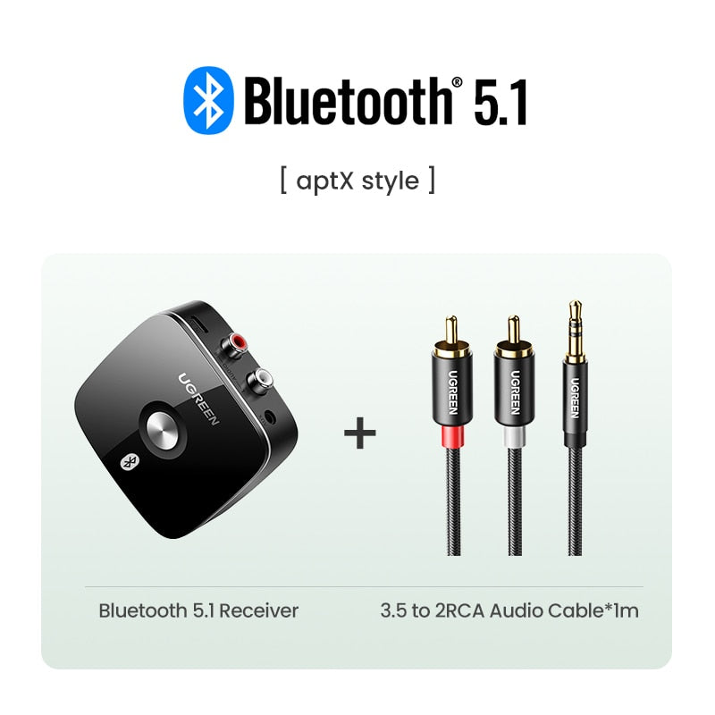 Bluetooth RCA Receiver 5.1 aptX HD 3.5mm Jack Aux Wireless Adapter