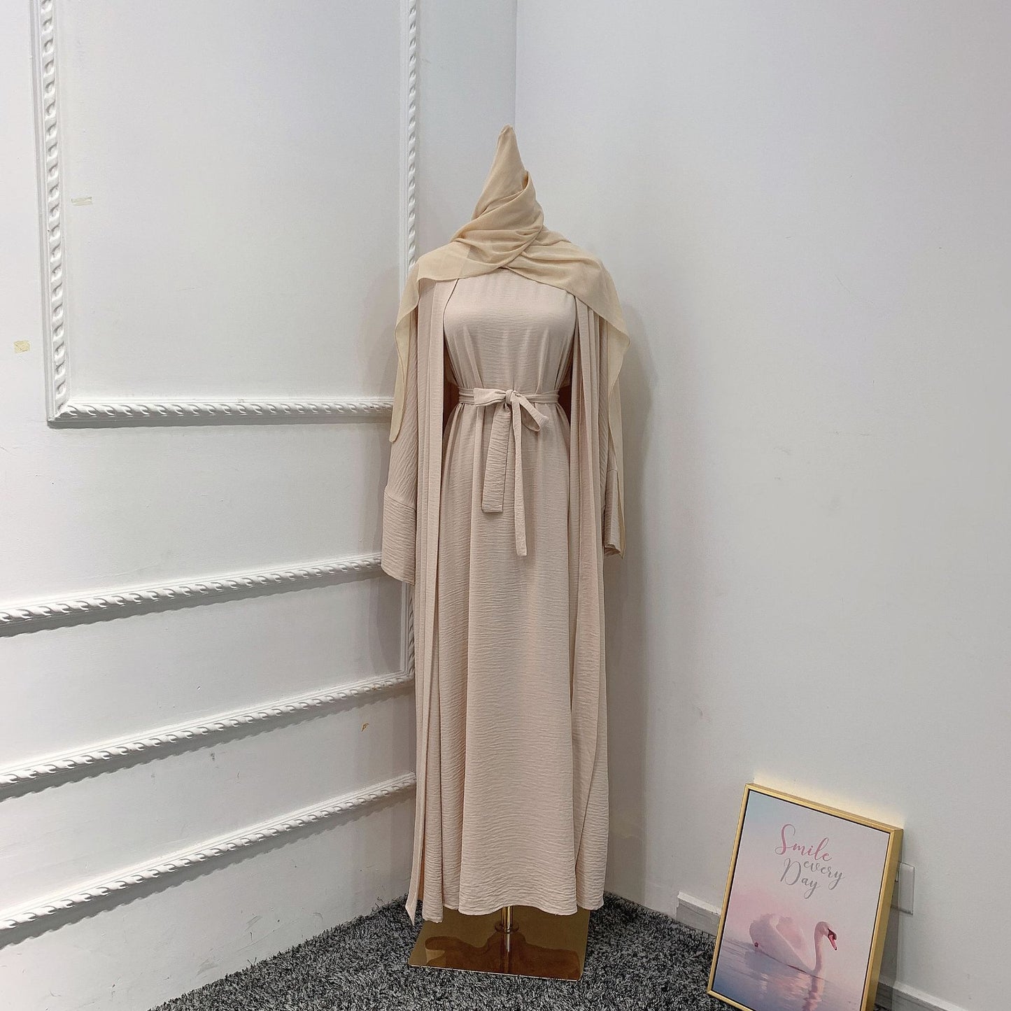 2 Piece Abaya Muslim Sets Hijab Modest Dress For Women