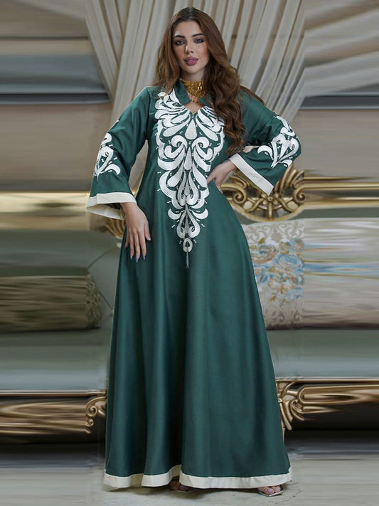 Robe Muslim Abaya Embroidered Kebaya Dress Long Sleeve Gowns