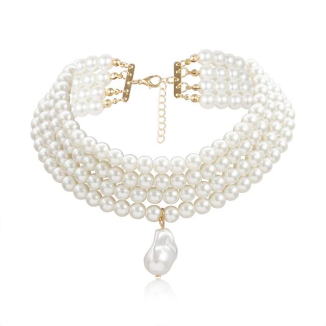Gorgeous Multilayers Imitation Pearl Choker Necklaces for Women