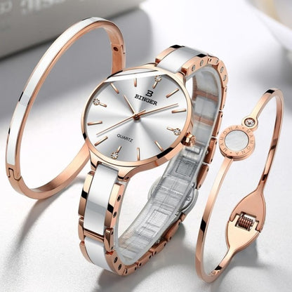 Switzerland BINGER Fashion Women Watch Luxury Brand Bracelets Ceramic - Alicetheluxe