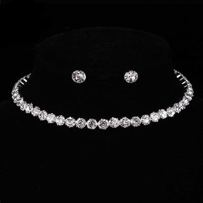 Beads Rhinestone Wedding Necklace Earrings Bracelet For Women