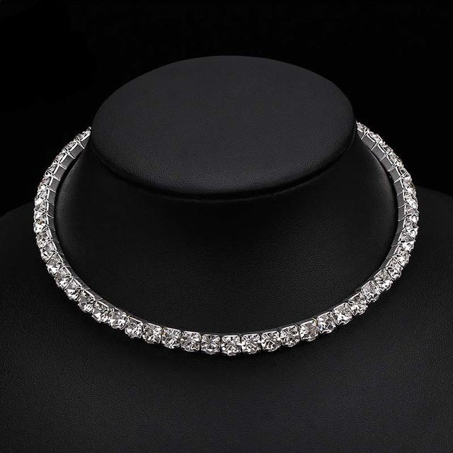 Bridal Fashion Crystal Rhinestone Choker Necklace Wedding Accessories