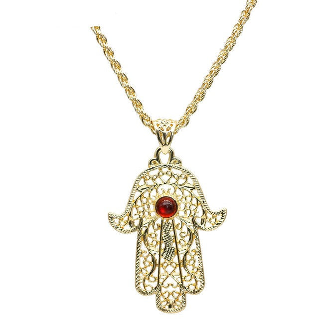Gold Color Morocco Long Pendant Necklace for Women Arabic Jewelry