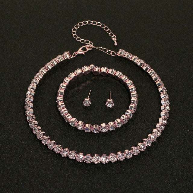 African Beads Rhinestone Wedding Necklace Earrings Bracelet For Women
