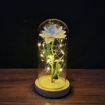 Eternal Rose LED Light Foil Flower In Glass Cover Bridesmaid Gift - Alicetheluxe