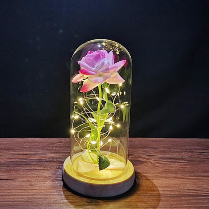 Eternal Rose LED Light Foil Flower In Glass Cover Bridesmaid Gift - Alicetheluxe