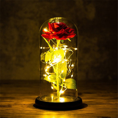 Eternal Rose LED Light Foil Flower In Glass Cover Bridesmaid Gift - Alicetheluxe