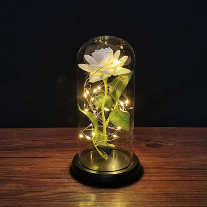 Eternal Rose LED Light Foil Flower In Glass Cover Bridesmaid Gift - Alicetheluxe