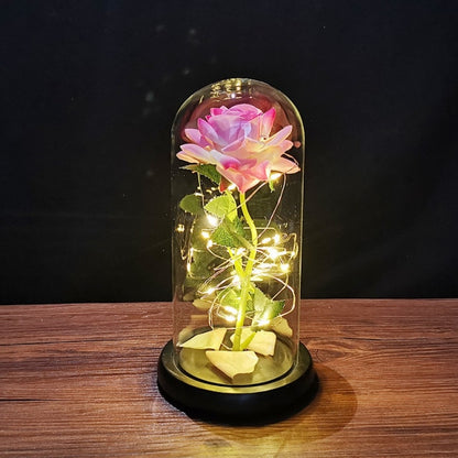 Eternal Rose LED Light Foil Flower In Glass Cover Bridesmaid Gift - Alicetheluxe