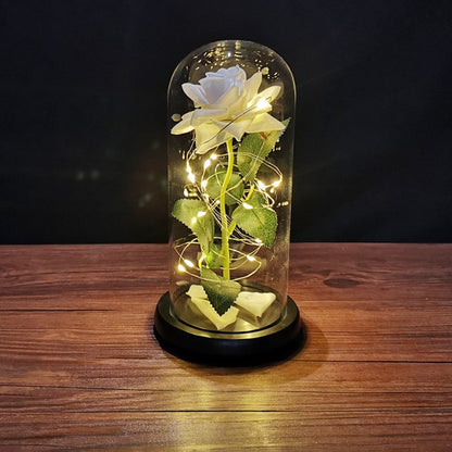 Eternal Rose LED Light Foil Flower In Glass Cover Bridesmaid Gift - Alicetheluxe