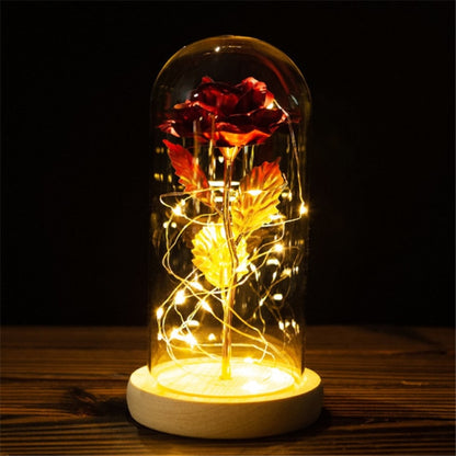 Eternal Rose LED Light Foil Flower In Glass Cover Bridesmaid Gift - Alicetheluxe