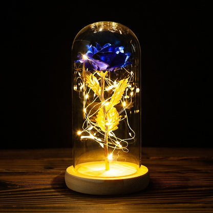 Eternal Rose LED Light Foil Flower In Glass Cover Bridesmaid Gift - Alicetheluxe