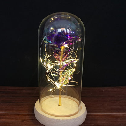 Eternal Rose LED Light Foil Flower In Glass Cover Bridesmaid Gift - Alicetheluxe