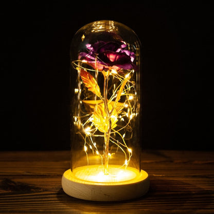 Eternal Rose LED Light Foil Flower In Glass Cover Bridesmaid Gift - Alicetheluxe