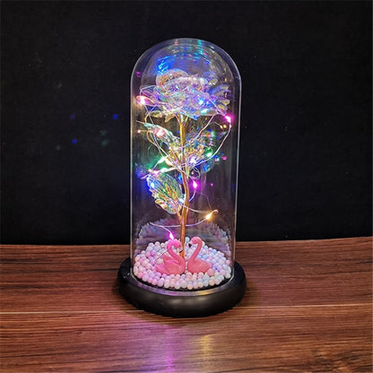 Eternal Rose LED Light Foil Flower In Glass Cover Bridesmaid Gift - Alicetheluxe