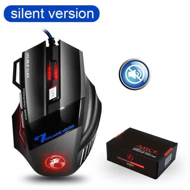 USB Computer Mouse Gaming RGB Ergonomic 7 Button 5500DPI LED Silent - Alicetheluxe