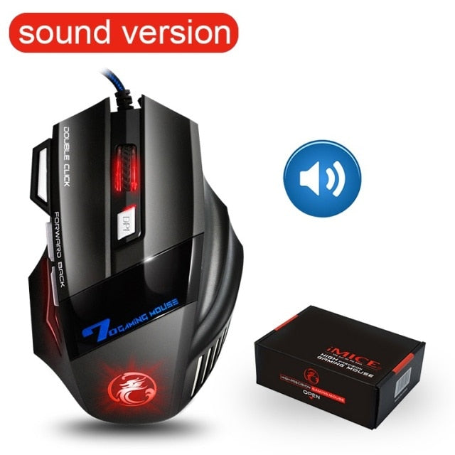 USB Computer Mouse Gaming RGB Ergonomic 7 Button 5500DPI LED Silent - Alicetheluxe