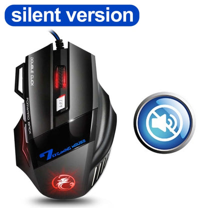 USB Computer Mouse Gaming RGB Ergonomic 7 Button 5500DPI LED Silent - Alicetheluxe