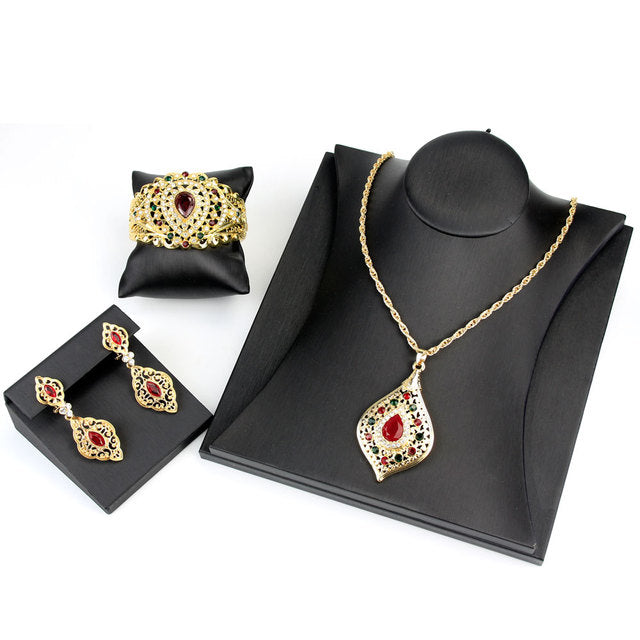 Fashion Morocco Flower Wedding Jewelry Set for Women Gold Color