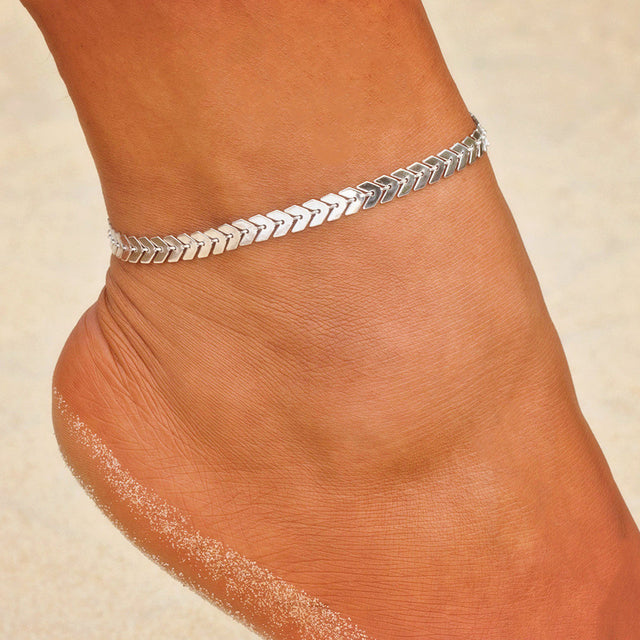 Silver Color Stretchy 1/2/3/4/5 Rows Bracelet Anklet Foot Jewelry