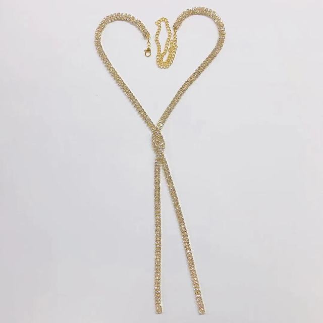 Shiny Rhinestone long cross Tassel Necklace women Fashion Jewelry
