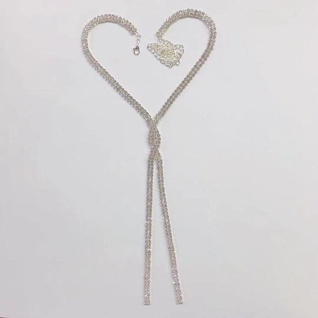 Shiny Rhinestone long cross Tassel Necklace women Fashion Jewelry