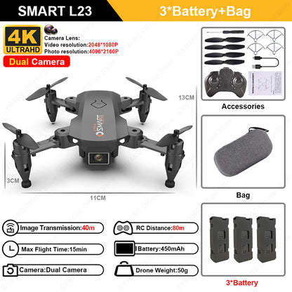 L23 Mini Drone 4K Profesional HD Dual Camera Height Keep Foldable