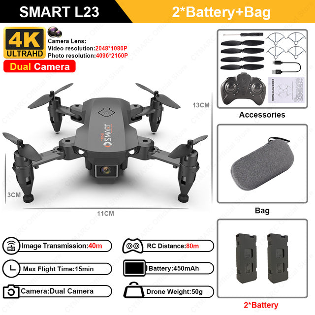 L23 Mini Drone 4K Profesional HD Dual Camera Height Keep Foldable