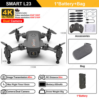 L23 Mini Drone 4K Profesional HD Dual Camera Height Keep Foldable