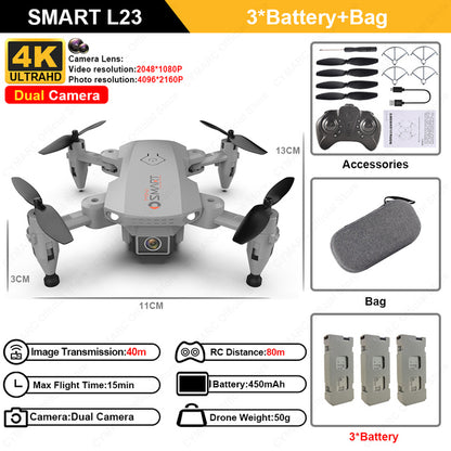 L23 Mini Drone 4K Profesional HD Dual Camera Height Keep Foldable