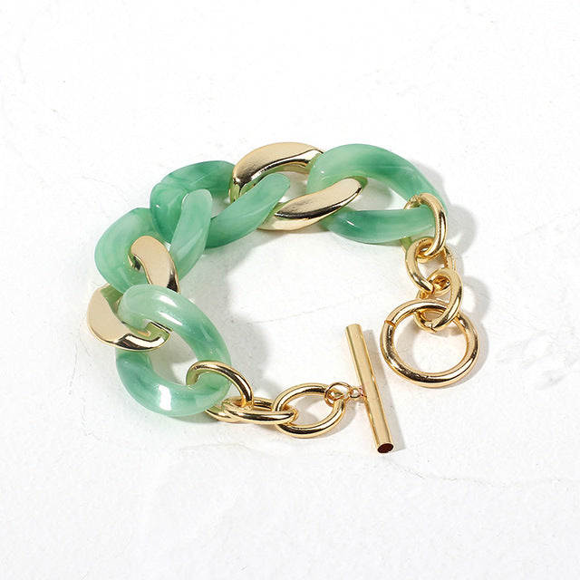 Charm Resin Bracelets Bangles Acrylic Toggle Lasso Women Wrist Jewelry