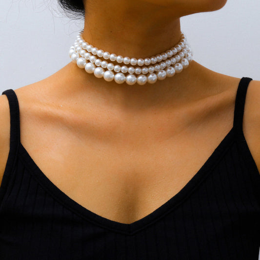Gorgeous Multilayers Imitation Pearl Choker Necklaces for Women