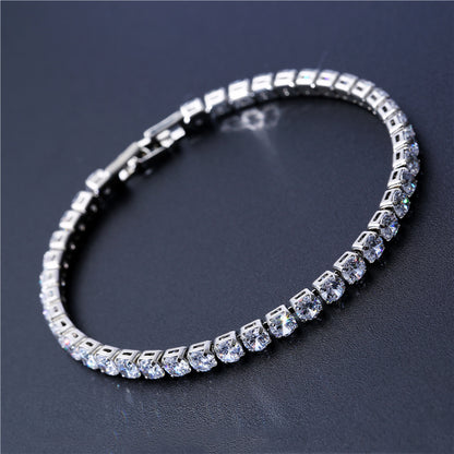 Cubic Zirconia Green Tennis Bracelet For Women Men Gold Silver Color