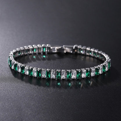 Cubic Zirconia Green Tennis Bracelet For Women Men Gold Silver Color