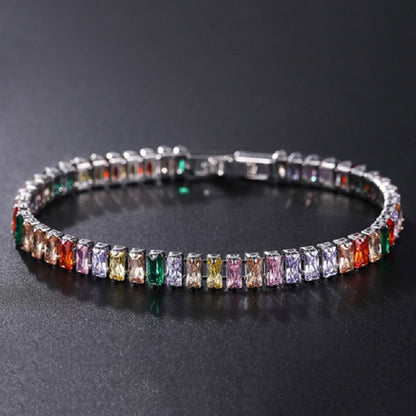 Cubic Zirconia Green Tennis Bracelet For Women Men Gold Silver Color