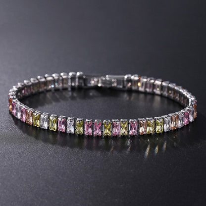 Cubic Zirconia Green Tennis Bracelet For Women Men Gold Silver Color