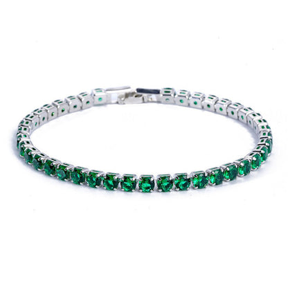 Cubic Zirconia Green Tennis Bracelet For Women Men Gold Silver Color