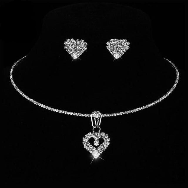 Beads Rhinestone Wedding Necklace Earrings Bracelet For Women