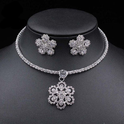 Beads Rhinestone Wedding Necklace Earrings Bracelet For Women