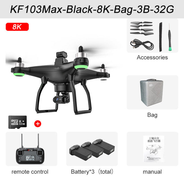 KF103 Obstacle Avoidance Drone 4k Professional 8K HD Camera 3-Axis