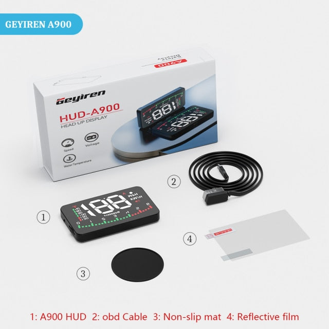 Hud Display Car Projector Alarm EOBD OBD2 Head Up Display Speedometer - Alicetheluxe